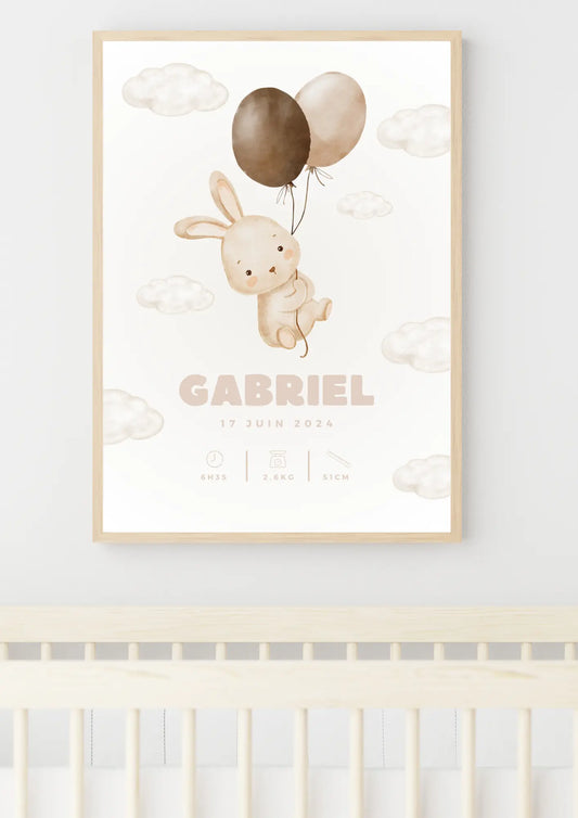 Affiche naissance personnalisée Didi et Nounours