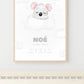 Affiche naissance personnalisée - Koala Didi et Nounours